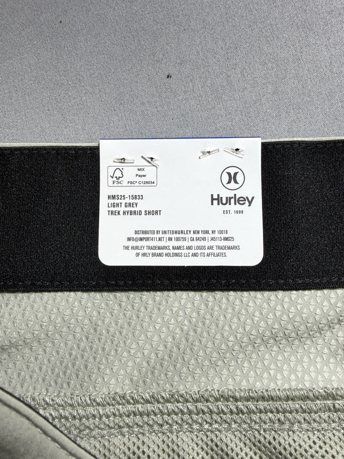 NWT Hurley All Day Hybrid Short Men's Size 38 Light Grey 4-Way Stretch Comfort