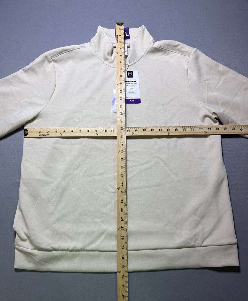 NWT Member's Mark Quarter Zip Pullover Sweatshirt Men's 2XL Beige Long Sleeve