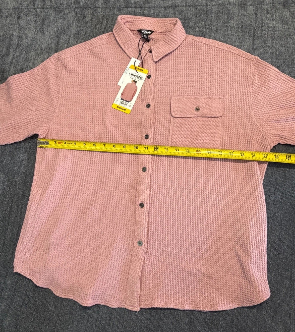 NWT Buffalo David Bitton Waffle Knit Button-UP Shirt Women's Medium Rose Pink