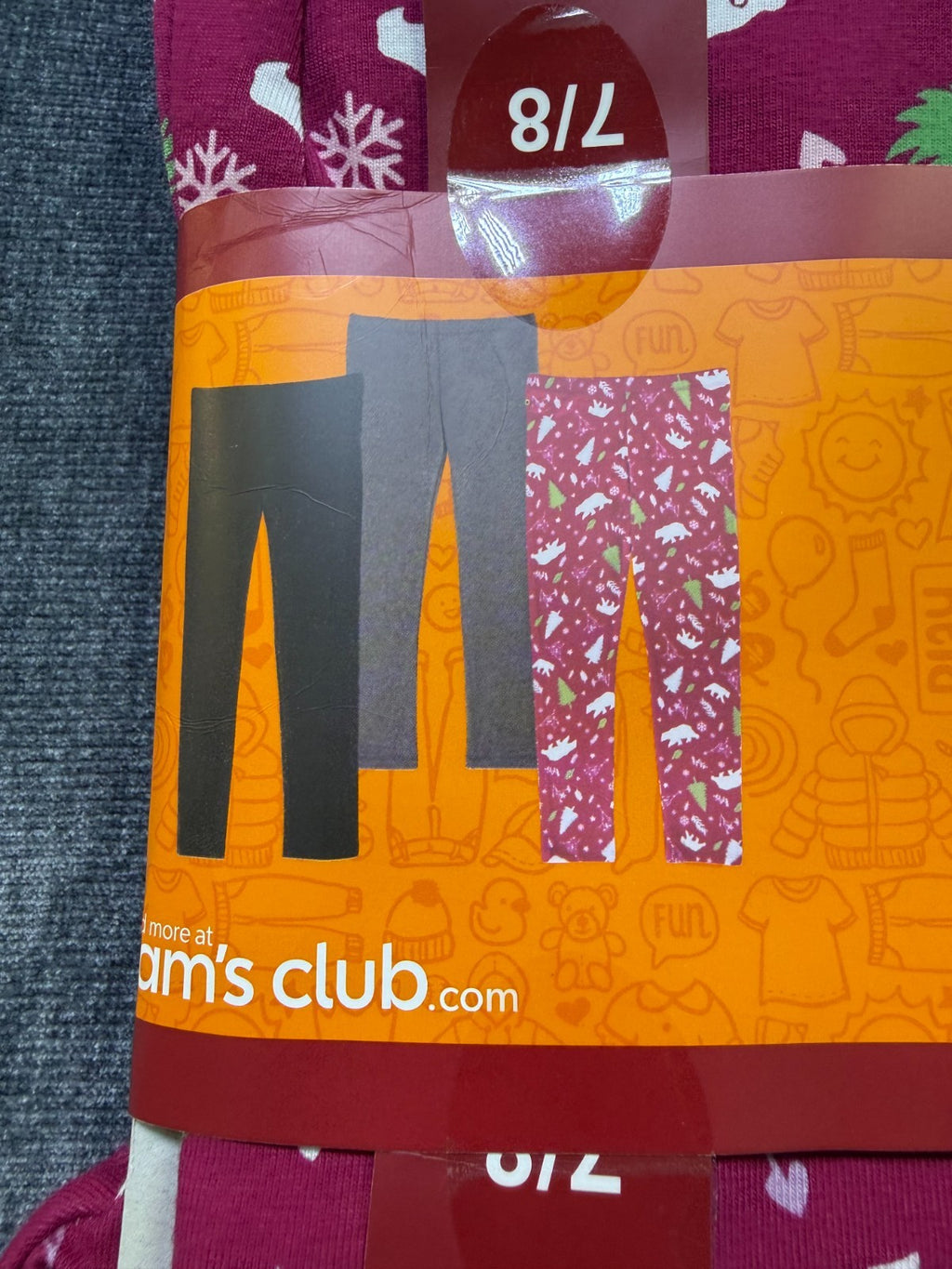 NWT Member's Mark My Favorite Leggings Girls 7/8 Multicolor Preppy - 3-Pack