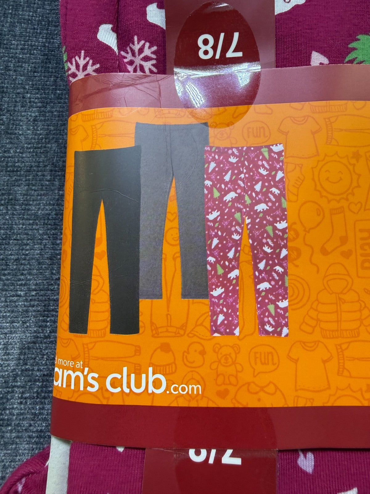NWT Member's Mark My Favorite Leggings Girls 7/8 Multicolor Preppy - 3-Pack