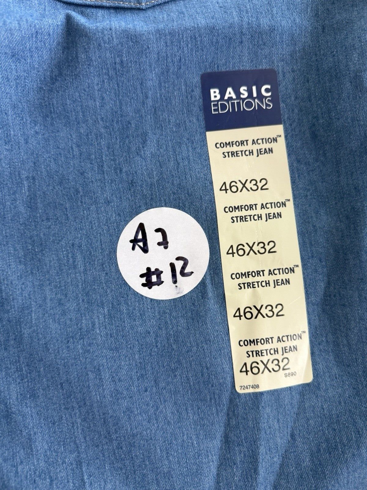 Basic Editions Comfort Action Stretch Men’s 46W X 32L Denim Blue Light Jeans NWT