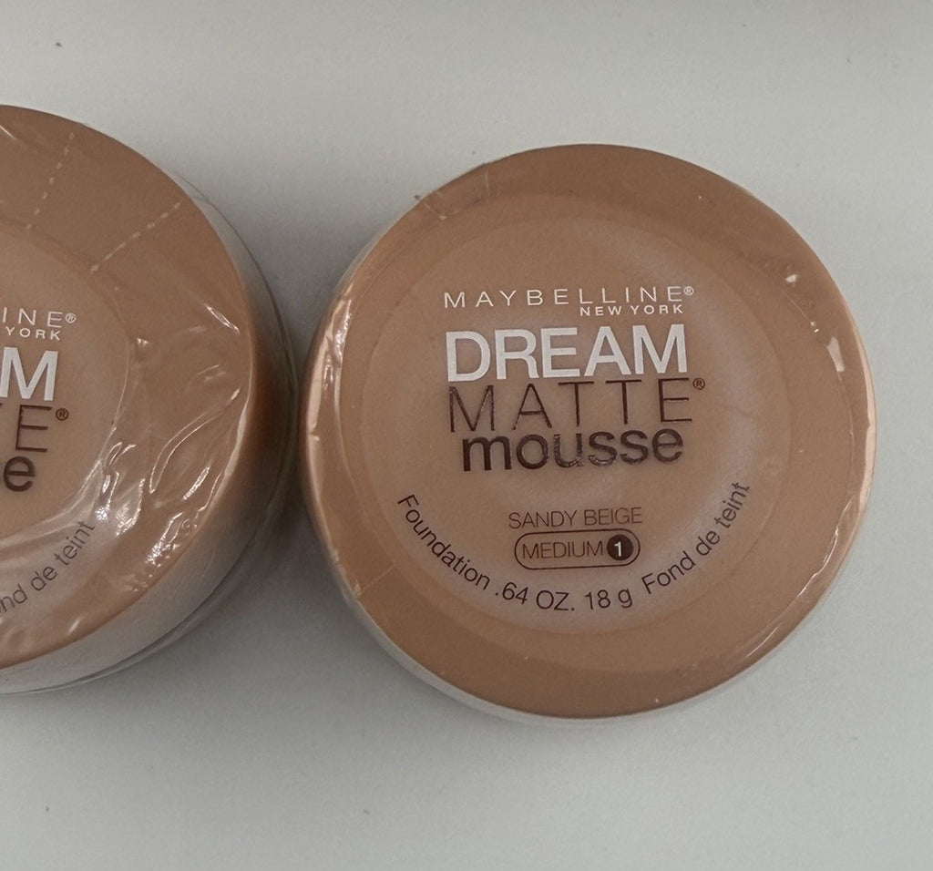 Lot of 2 Maybelline Dream Matte Mousse Foundation SANDY BEIGE MEDIUM 1 NEW .64oz