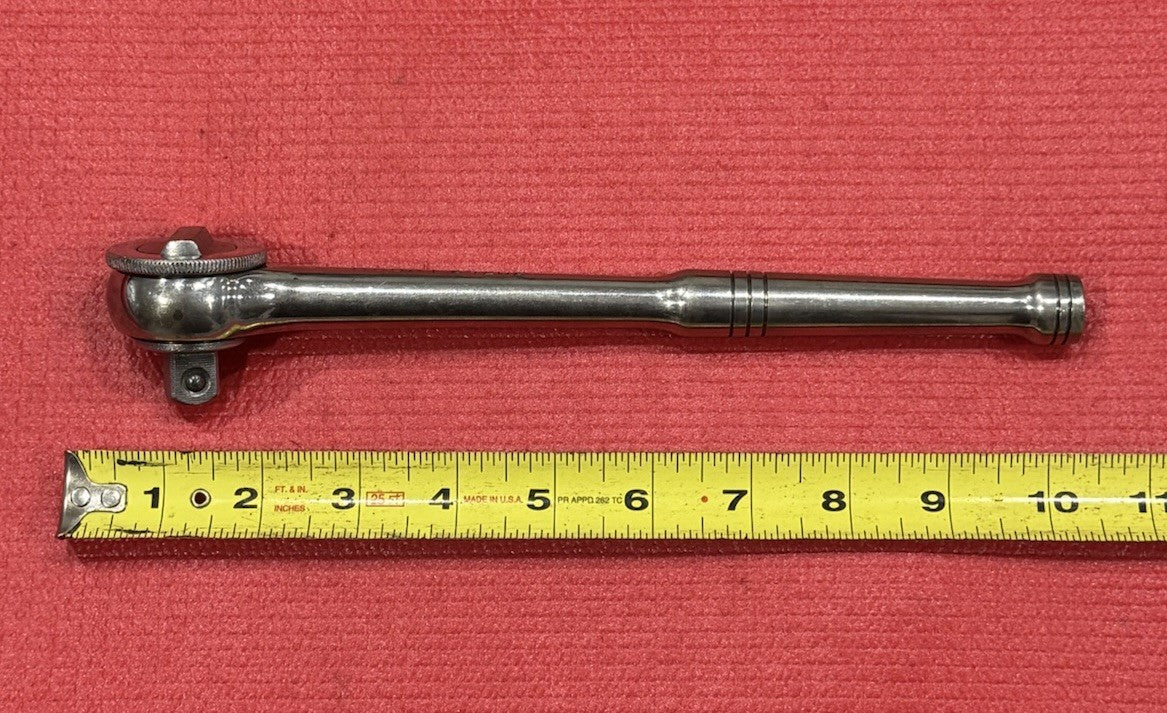 Vintage Husky 24202  1/2" Drive Quick Release Chrome Ratchet w/ Thumb Wheel