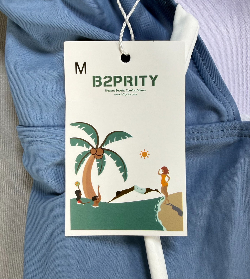 NWT B2prity One Piece Swimsuit Women’s Medium Blue Ruched Tummy Control Beach