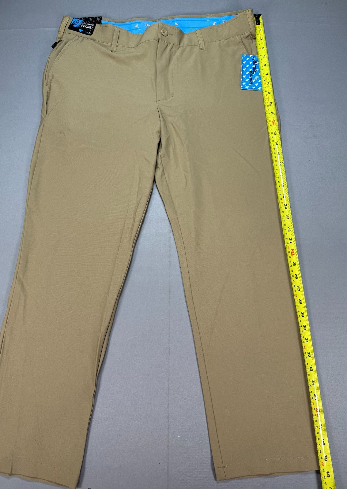 Birdie Bound Regular Fit Golf Pants Men's 38x30 Beige Performance Straight Leg