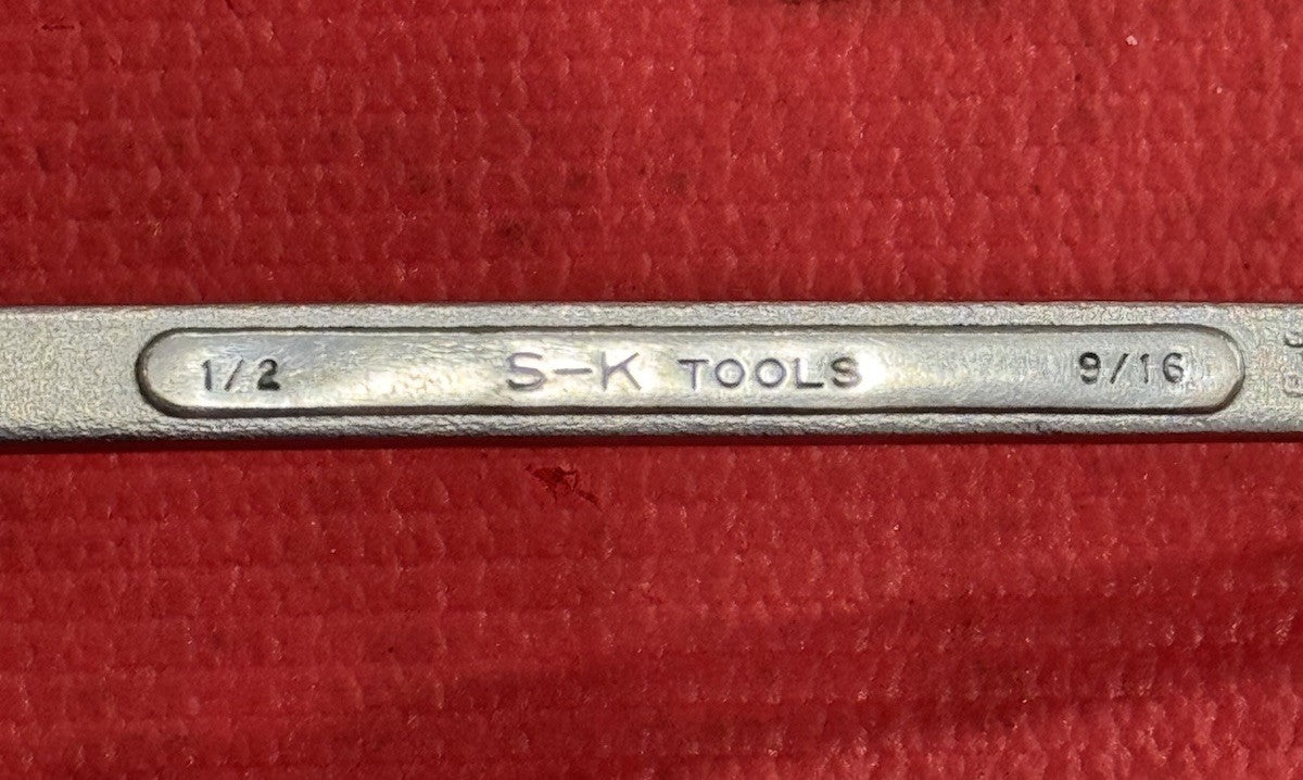 S-K Tools B-1618 1/2" x 9/16" 12 Pt Double Box End Wrench Offset Made In USA Sk