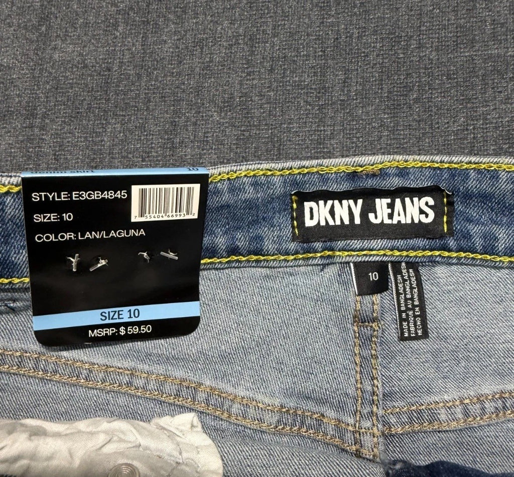 NWT DKNY Mid-Rise Pencil Skirt Women's 10 Blue Denim 5-Pocket Comfort Stretch
