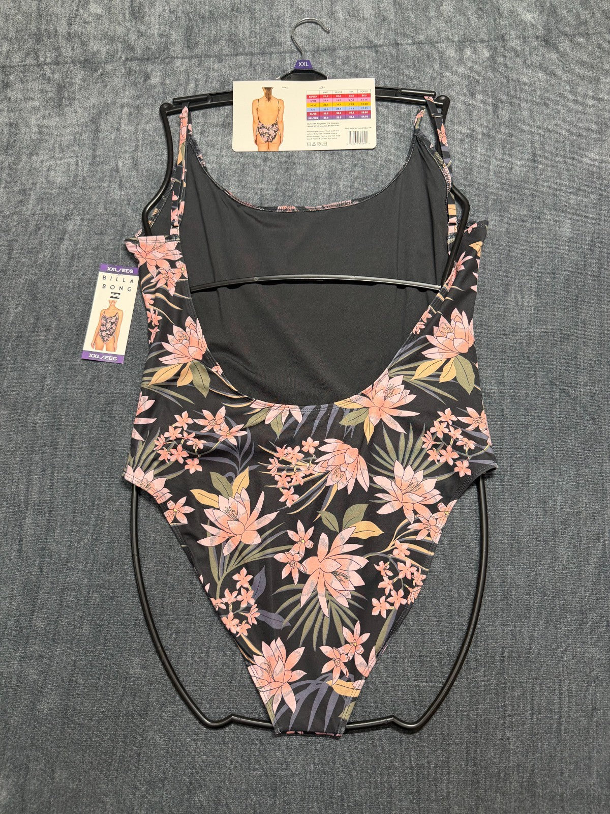 NWT Billabong One-Piece Swimsuit Women 2XL Tropical Floral Print Spaghetti Strap