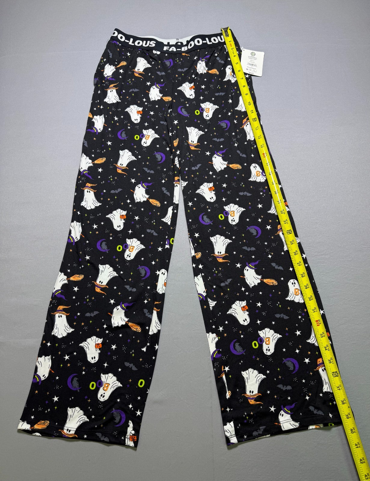 Way to Celebrate Halloween Theme Printed Sleep Pants Women XS Black Relaxed Fit