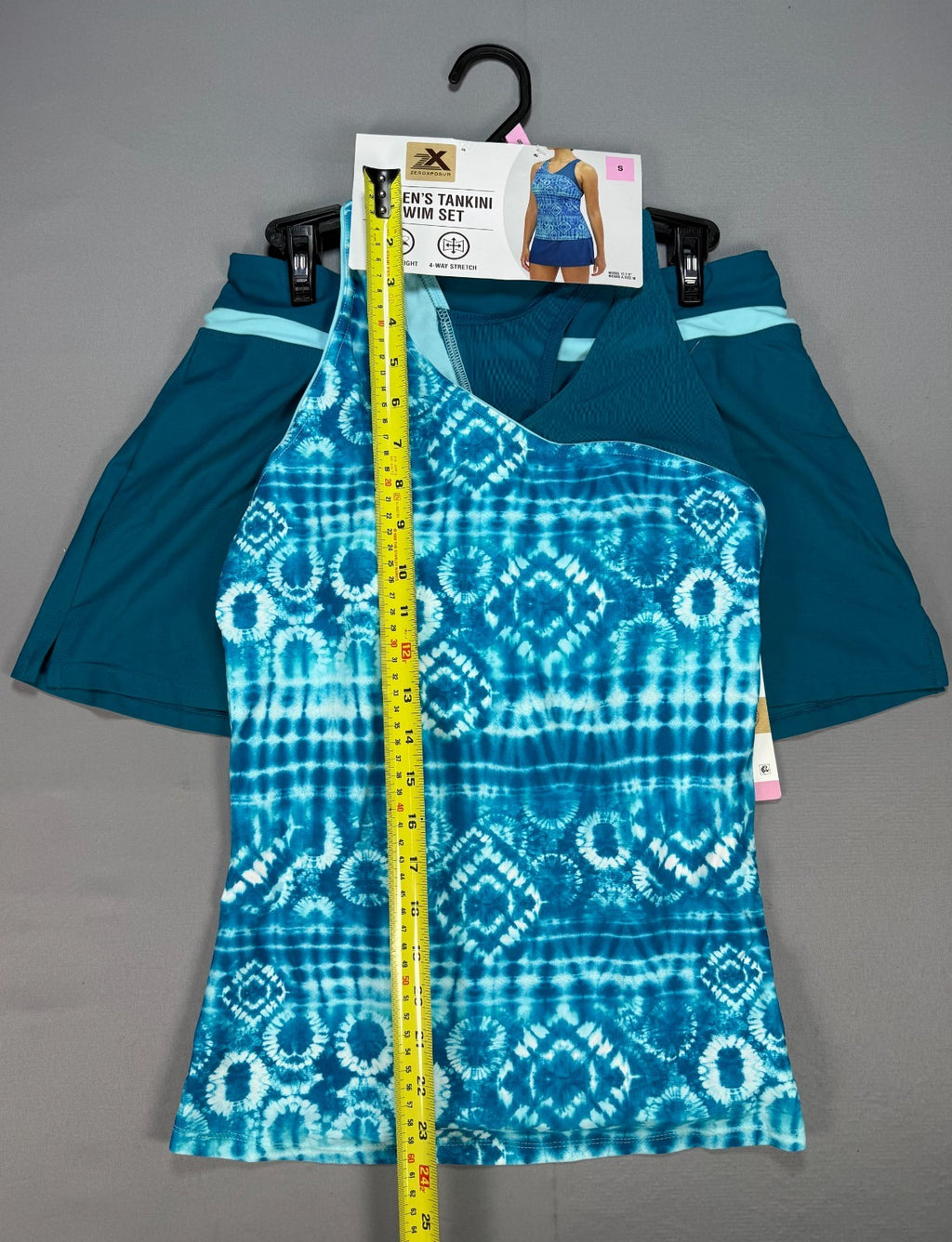 ZeroXposur 2-Piece Bathing Suit Women Small Blue Shibori Tankini Skort Swimwear