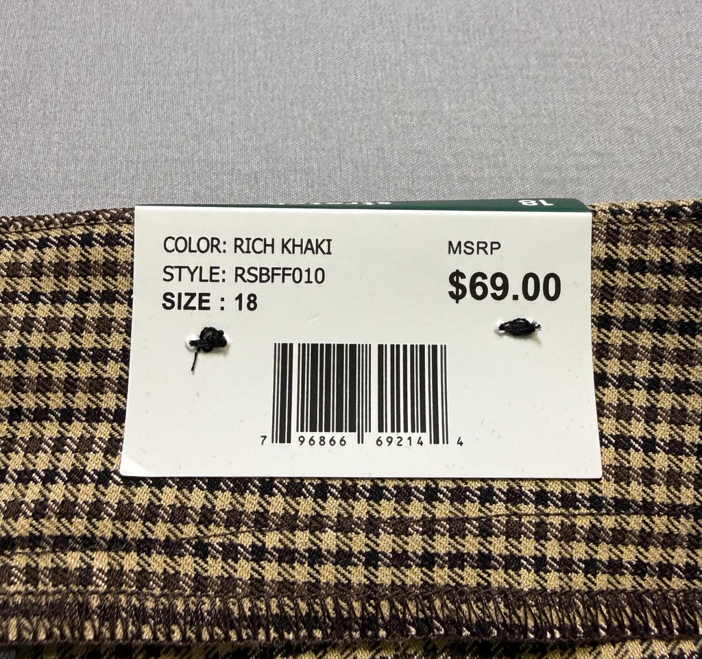 NWT Rafaella Houndstooth Pattern Stretch Pants Women's 18 Rich Khaki City Preppy