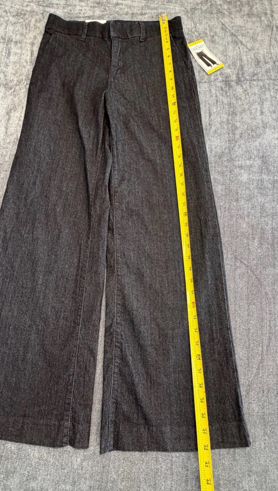 NWT Nine West Jeans Wide Leg Trousers Pants Women's 8 Dark Blue Slash Pockets