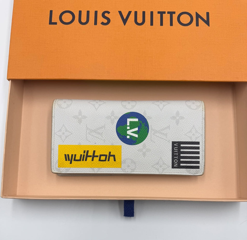 Louis Vuitton Brazza Wallet Men's Limited Edition Logo Story Monogram Canvas