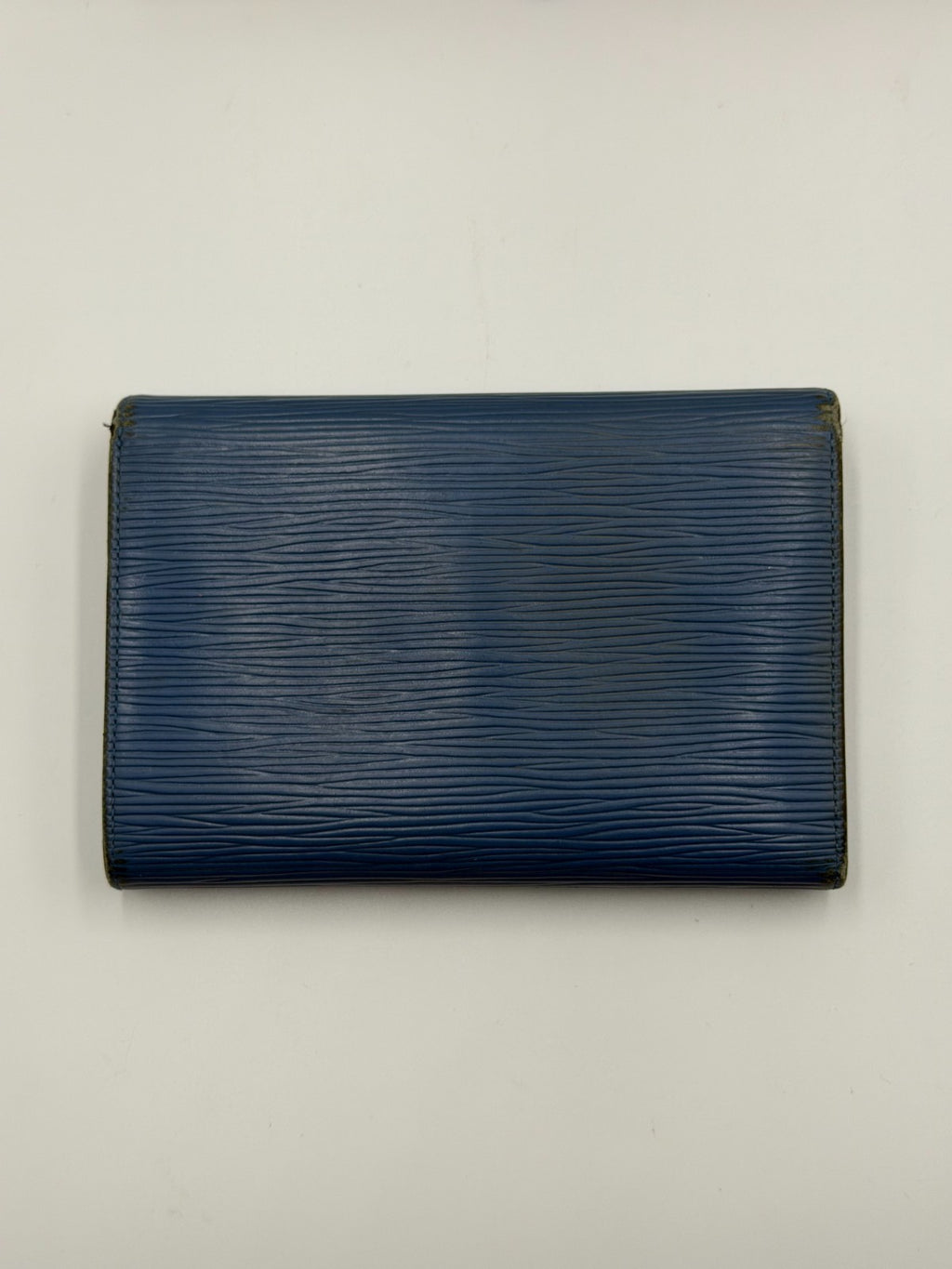 Louis Vuitton Blue Epi Leather Large Trifold Wallet Women's Inner Pockets
