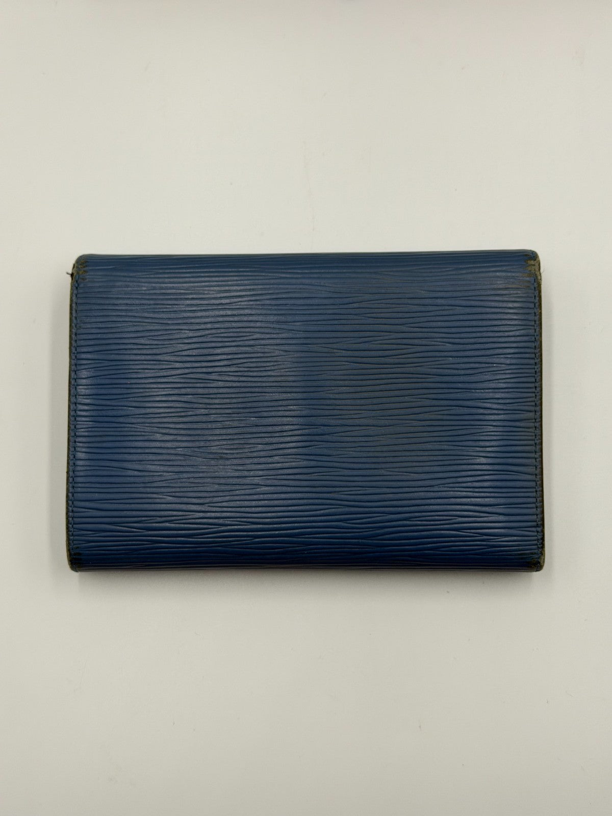 Louis Vuitton Blue Epi Leather Large Trifold Wallet Women's Inner Pockets