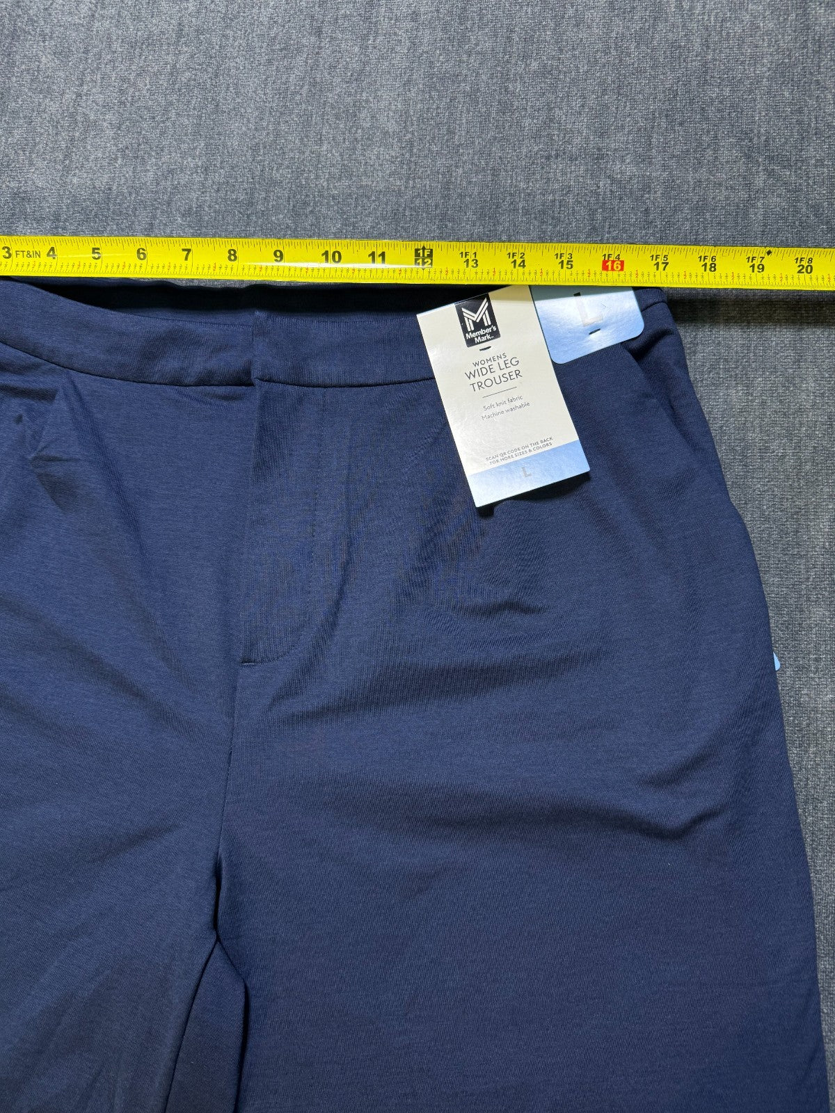 NWT Member's Mark Wide Leg Trousers Women's Large Navy Blue Pull-On Modern Comfy