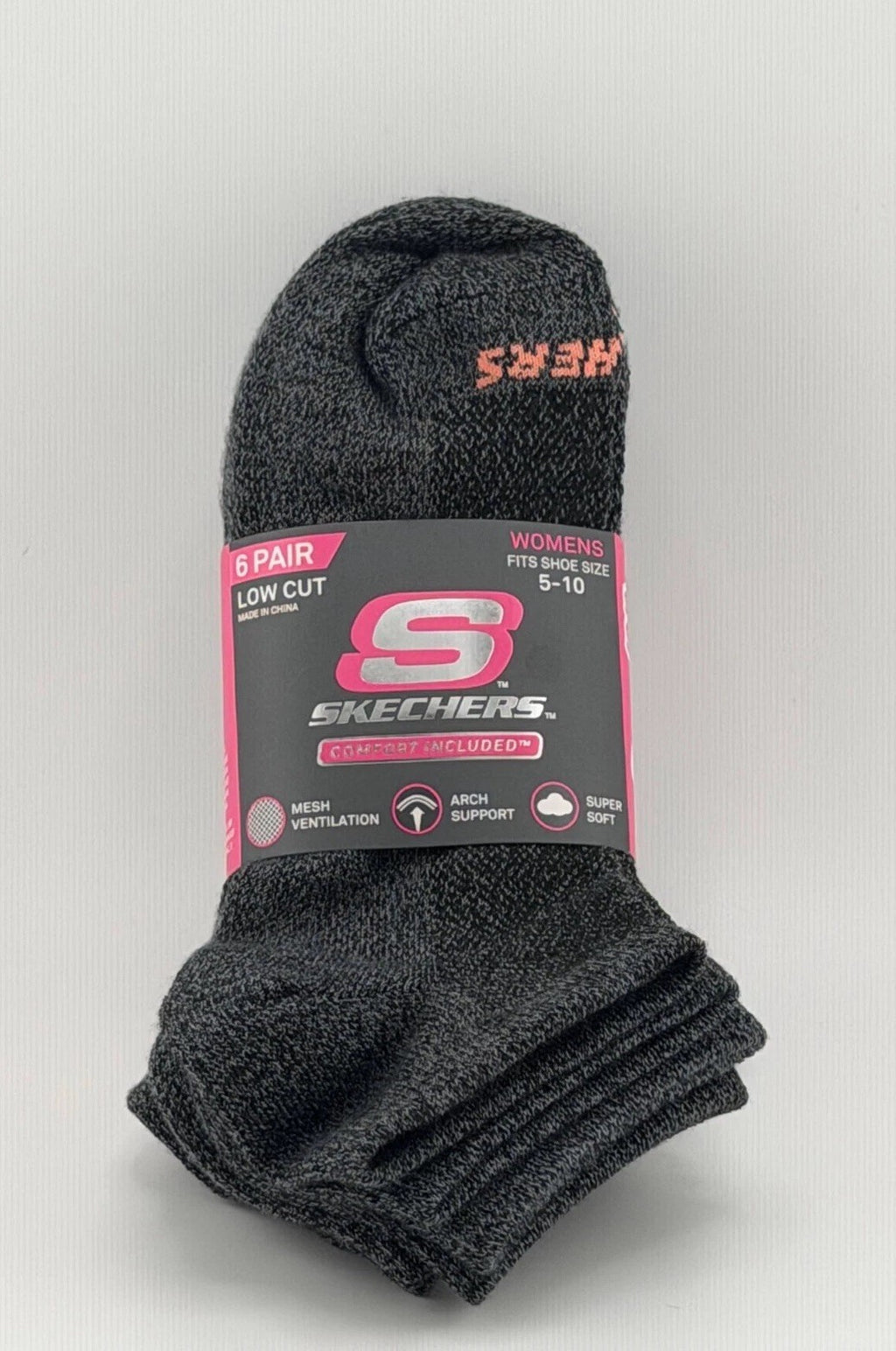 Skechers Low-Cut Socks Women's Shoes Size 5-10 Comfort Ventilation - Pack of 6
