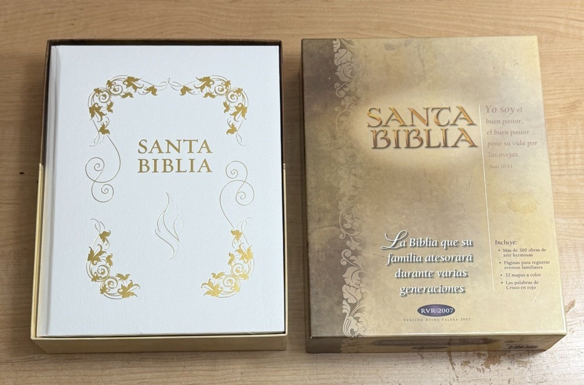 Santa Biblia The Holy Bible Spanish (2007) RVR Edición Especial WHITE/GOLD NEW