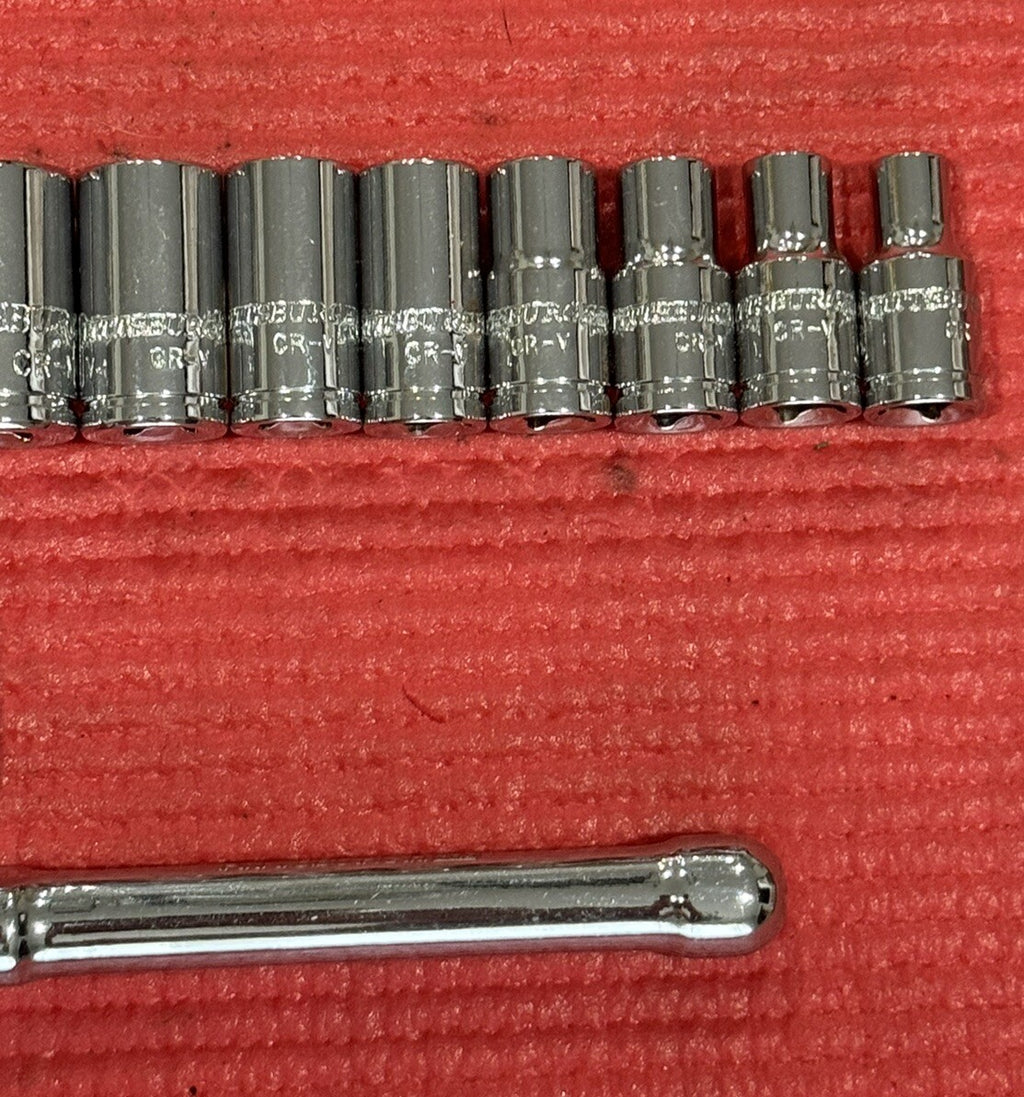 Pittsburgh Pro New 11pc Set 1/4” Drive Stubby Flex Ratchet & SAE Sockets 6pt Set