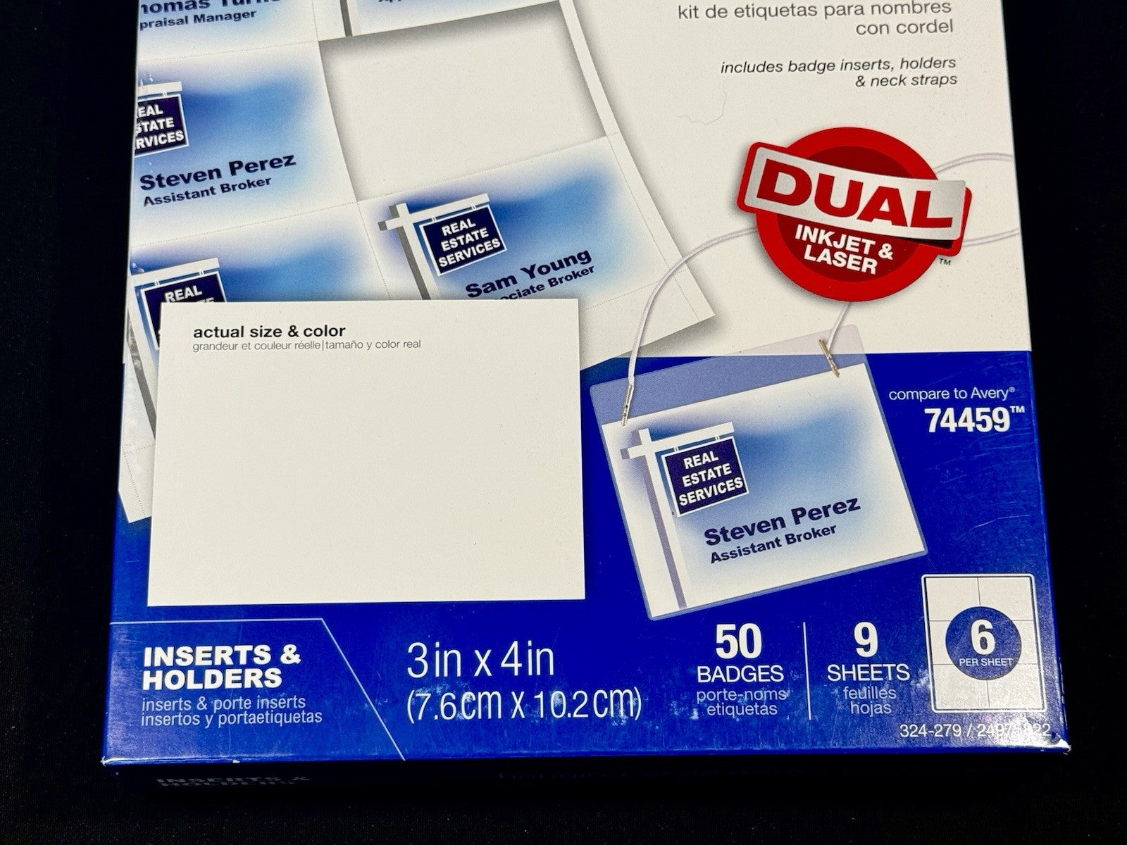 Office Depot Brand Name Badge Kit, Convention Inserts Pack Of 50 Hanging-style