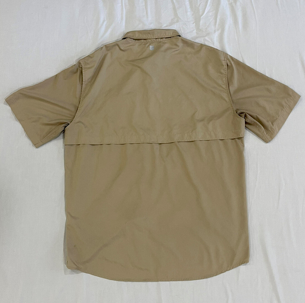 Field & Stream fishing shirt men short sleeve Back Vented Size L Large Khaki B1