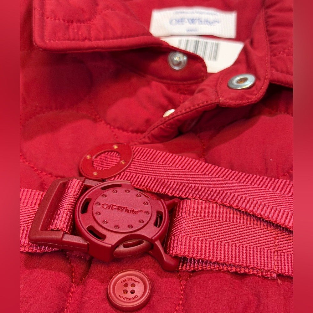 Off-White Patch Arr Buckleup Quilt Vest - Red Midium