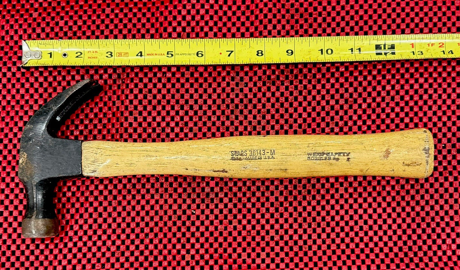 Vintage Sears 38143-M Claw Hammer Wood Handle Rare Made in USA N6