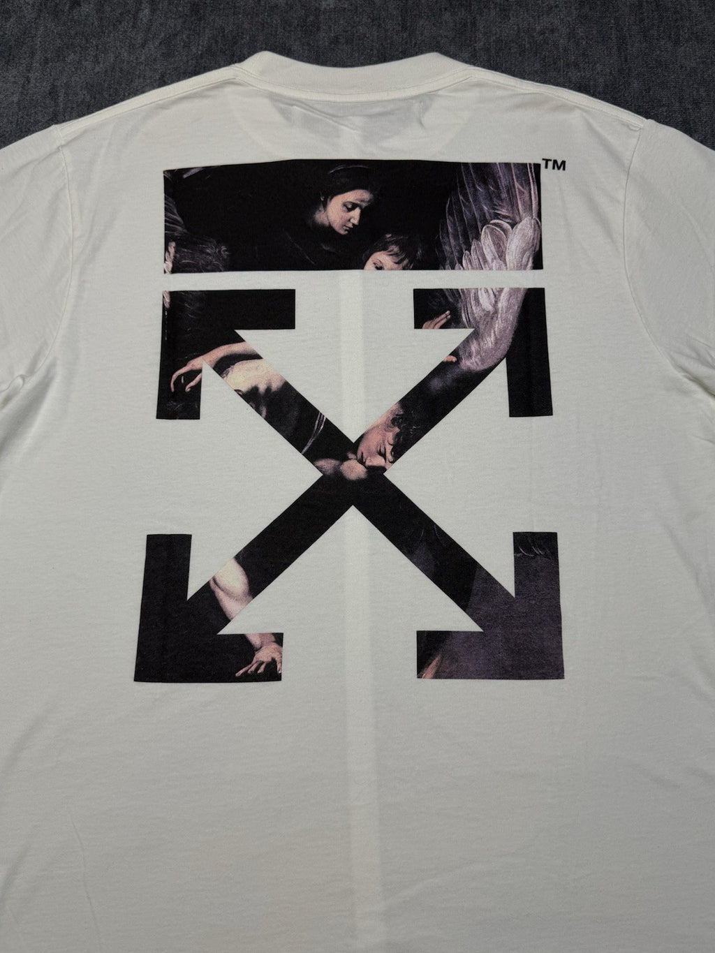 Off-White White Printed Cotton Crew Neck Oversized- XXS TShirt