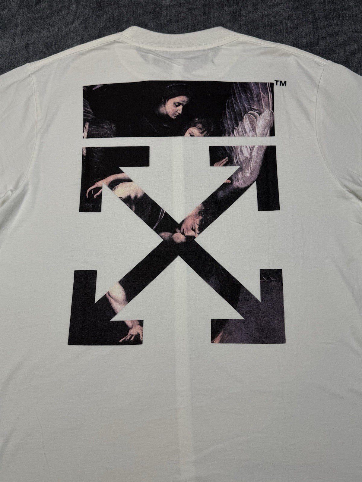 Off-White White Printed Cotton Crew Neck Oversized- XXS TShirt