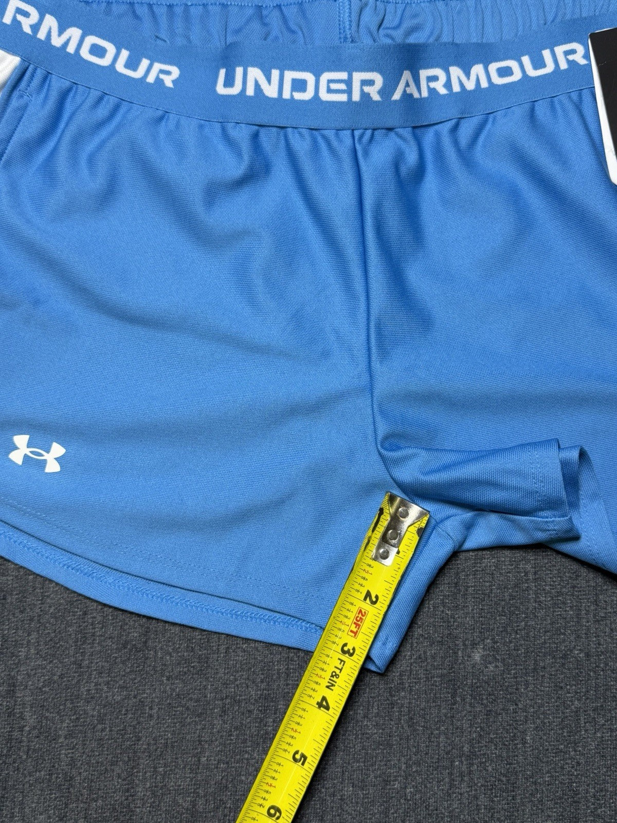 NWT Under Armour Tech Play Up Shorts Girls size YXL Ether Blue Drawstring
