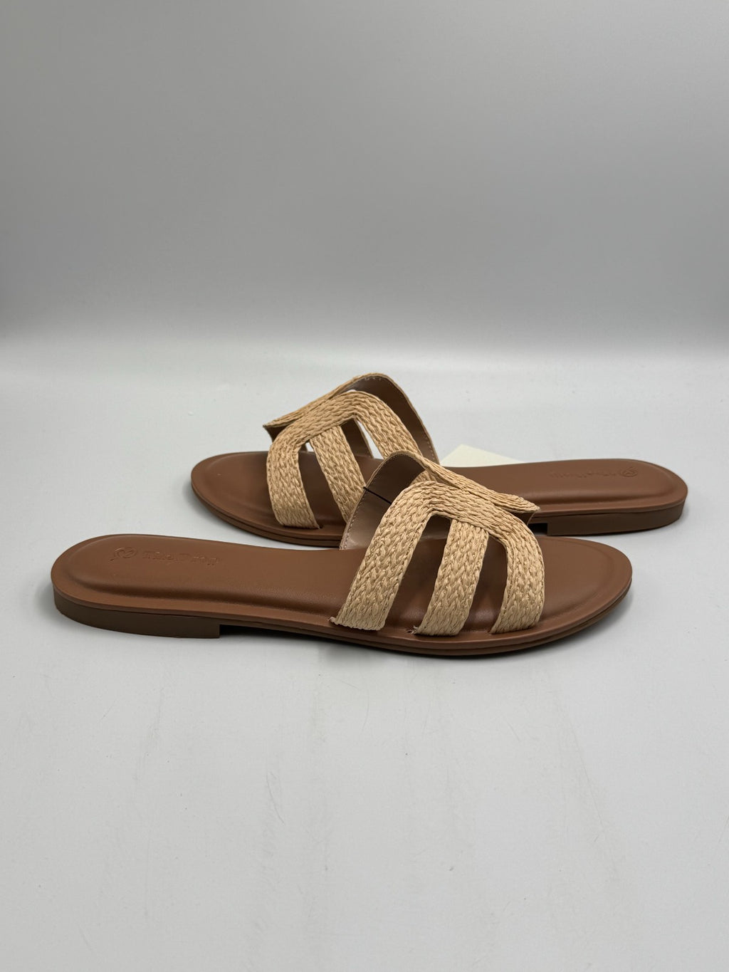 The Drop Monika Raffia Fashion Slip On Flat H-Band Slide Sandals Women 11 Beige