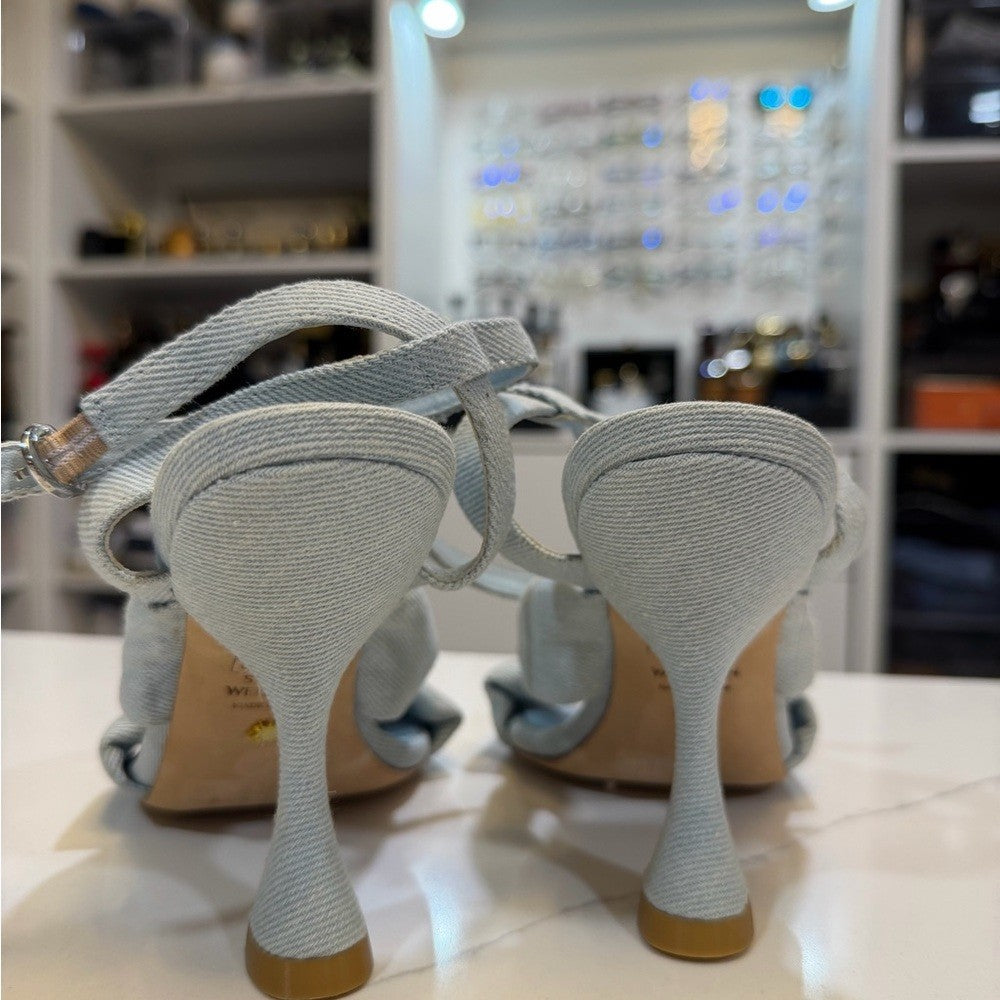 Stuart Weitzman Women's Light Blue Bow Heels