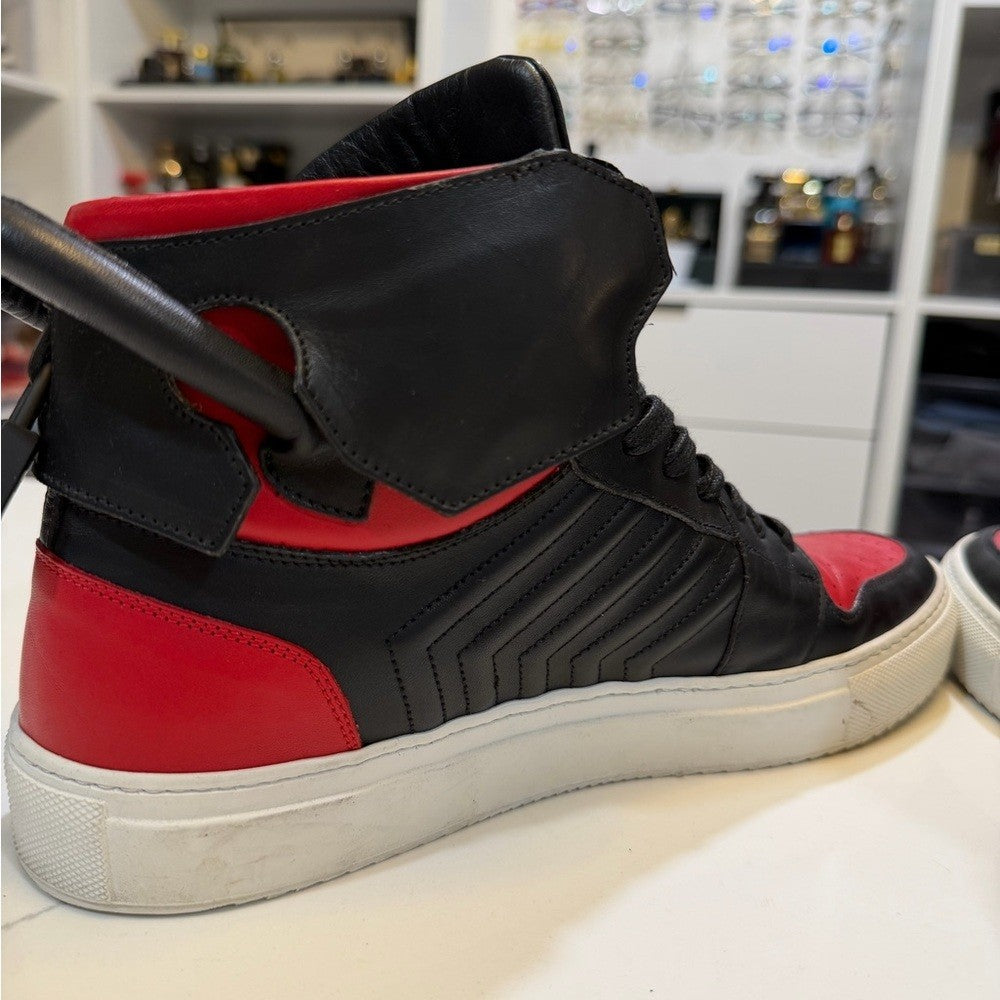 Buscemi Black and Red High-Top Sneakers