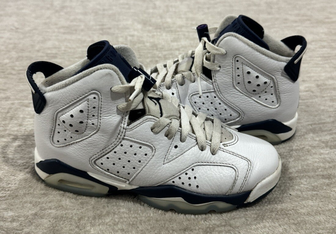 Nike Air Jordan 6 Retro GS Midnight Navy White GradeSchool Size 4Y, 384665-141