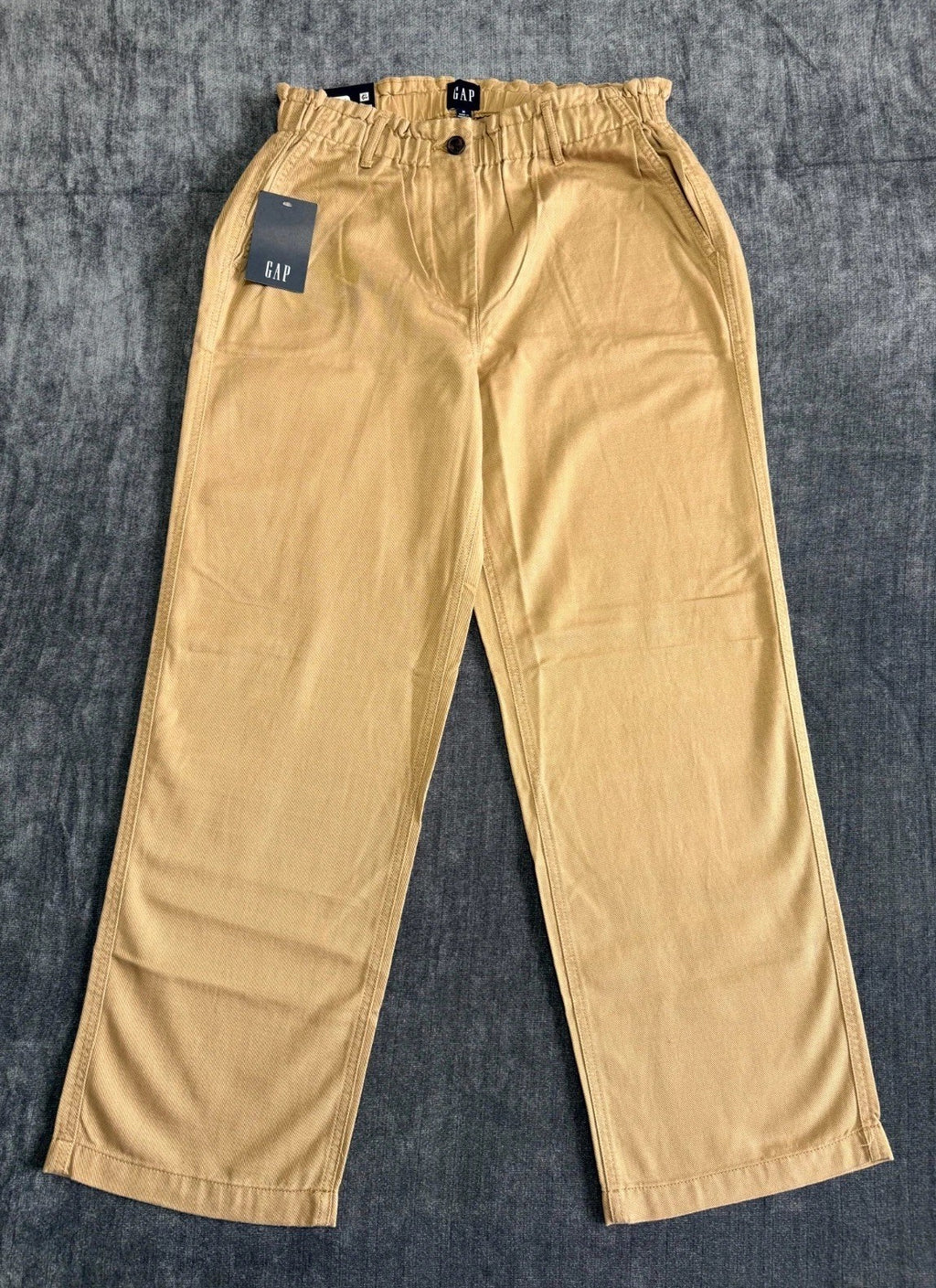 NWT Gap Easy Twill Pant Women's Medium Beige Straight Leg Elastic Waist Pull-On