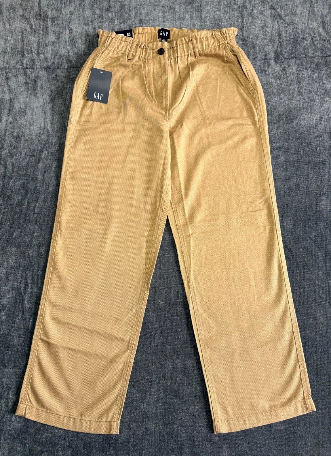 NWT Gap Easy Twill Pant Women's Medium Beige Straight Leg Elastic Waist Pull-On