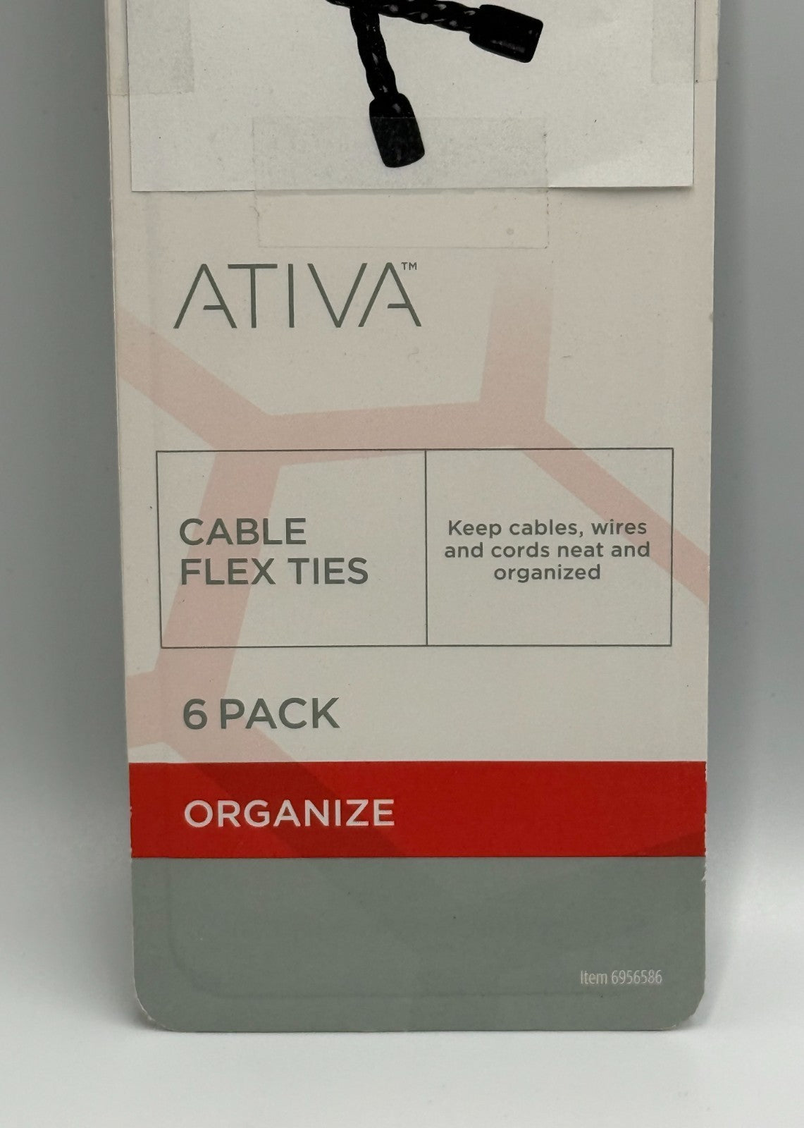 New Ativa Cable Flex Ties Reusable Cord Management Wire Wraps - Pack of 6