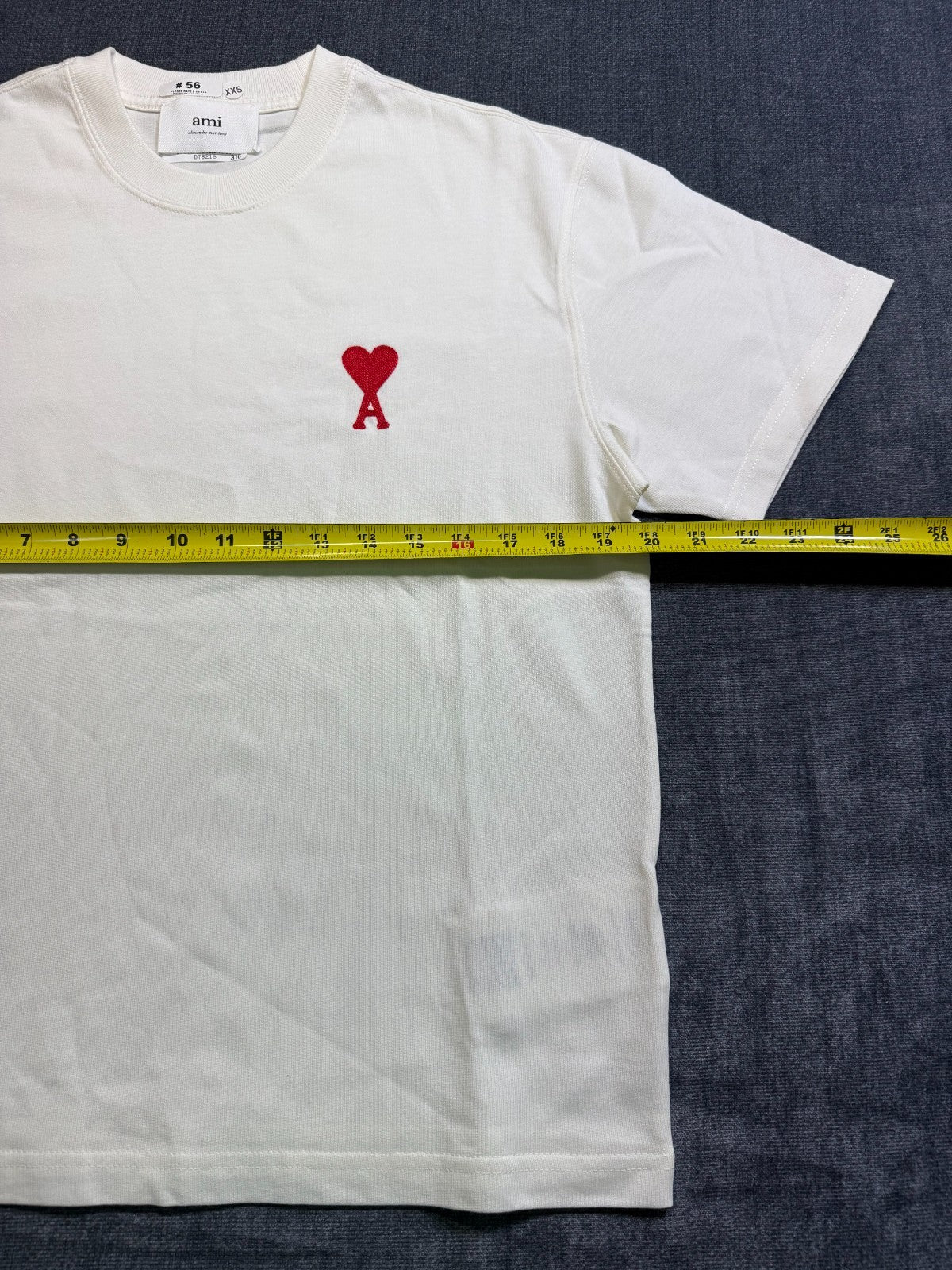NWT AMI Paris Ami de Cœur T-Shirt Men's 2XS White Logo Embroidered Short Sleeve