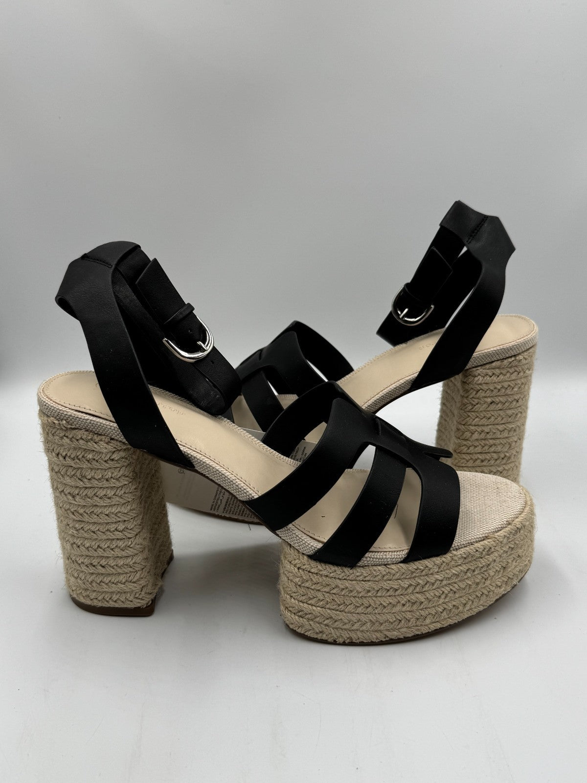 NWB The Drop Bea Cognac Platform Heeled Sandals Women's 13 Black/Beige Hipster