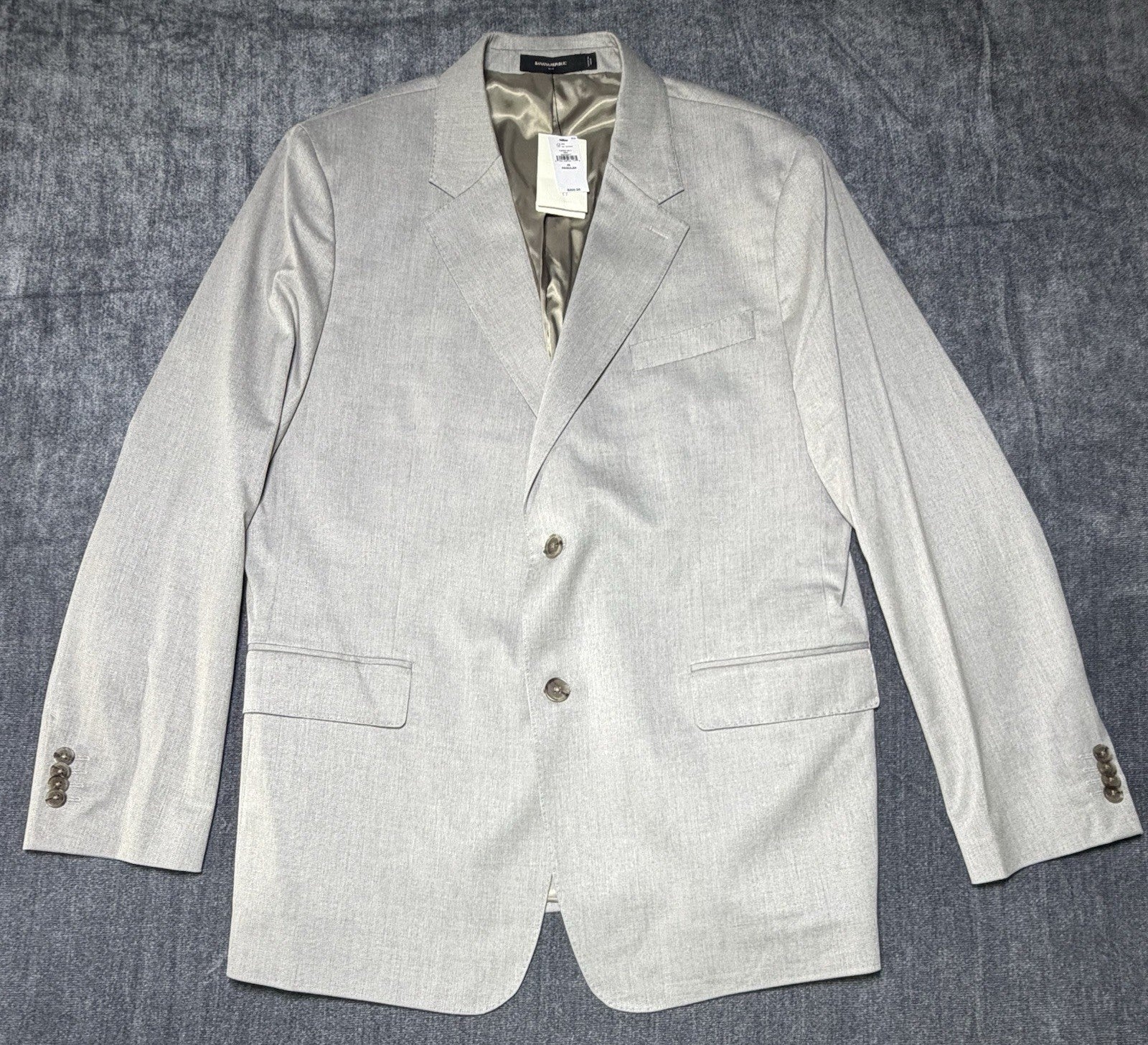 NWT Banana Republic Tailored-Fit Textured Suit Jacket Men's 46 Gray Notch-Lapel