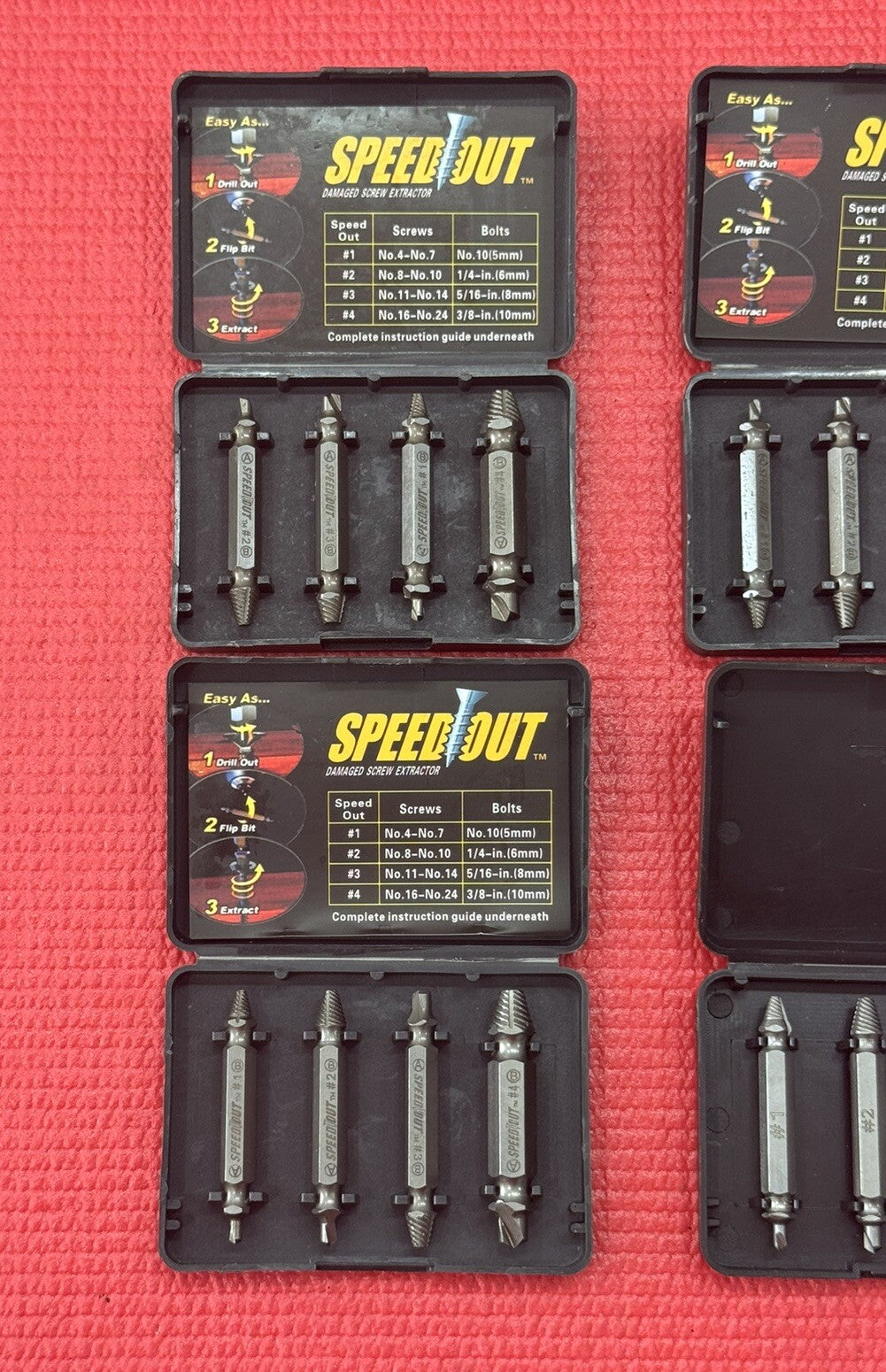 NEW Speed Out 4 PC Damaged Screw Extractor & Bolt Extractor Set - Pro Grade