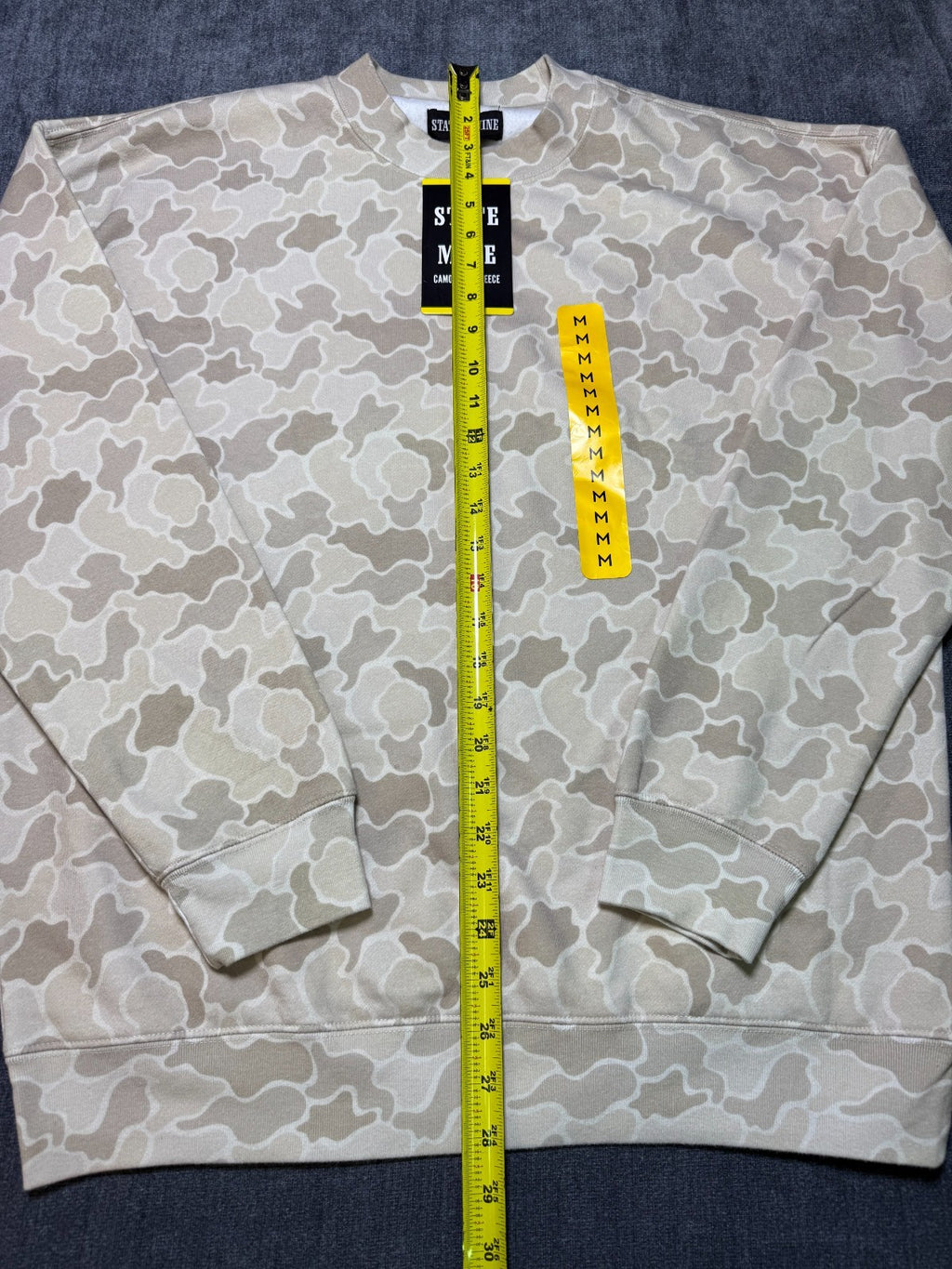 NWT State Of Mine Fleece Sweatshirt Men's Medium Gray Camo Long Sleeve Pullover