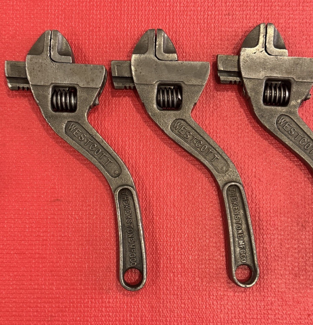Westcott 10” No. 80 Adjustable Wrench Curved Handle Keystone MFG Buffalo 3pc Lot
