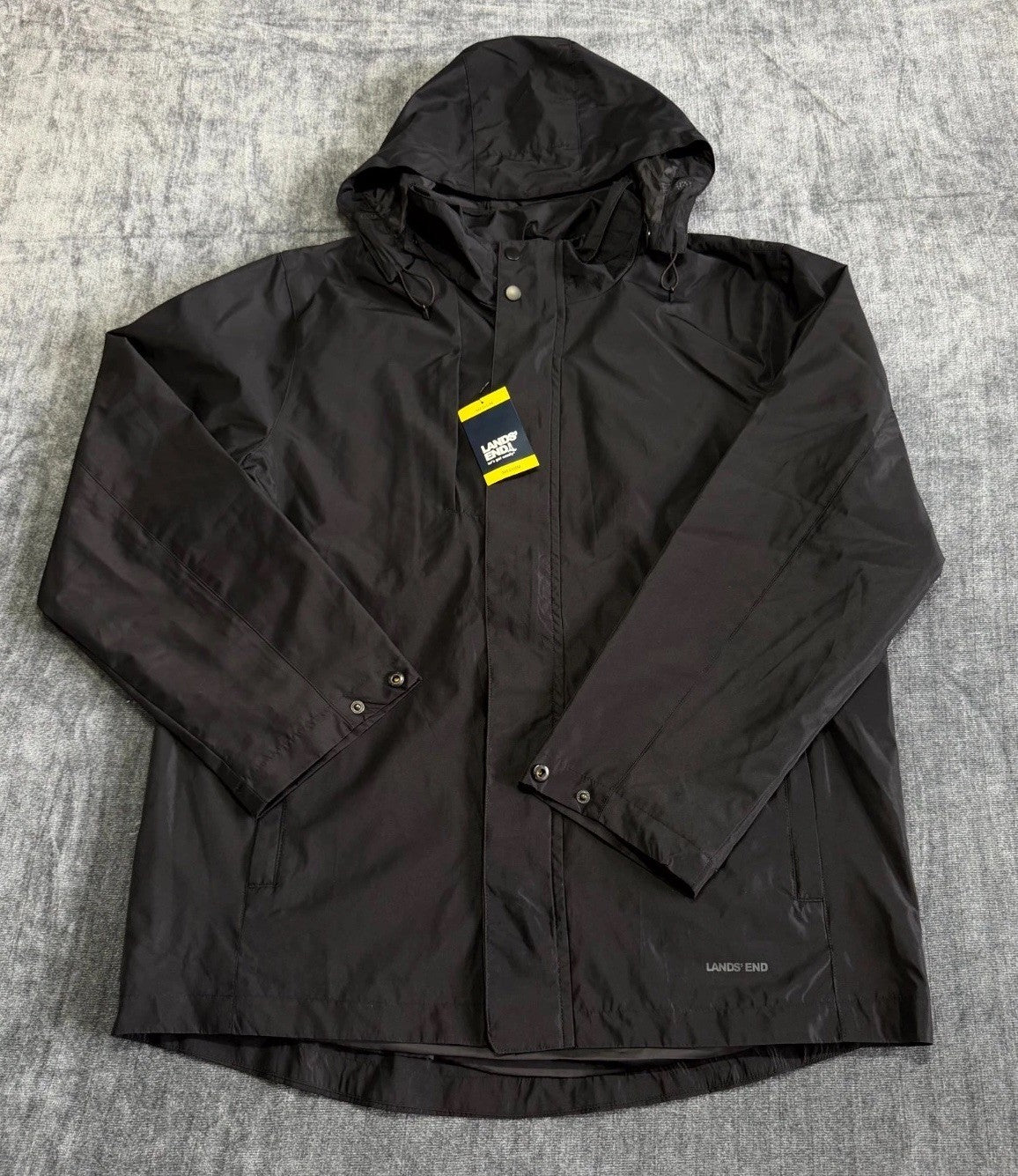 NWT Lands' End All-Weather 3-in-1 Jacket Men's Medium Black Full-Zip Hooded