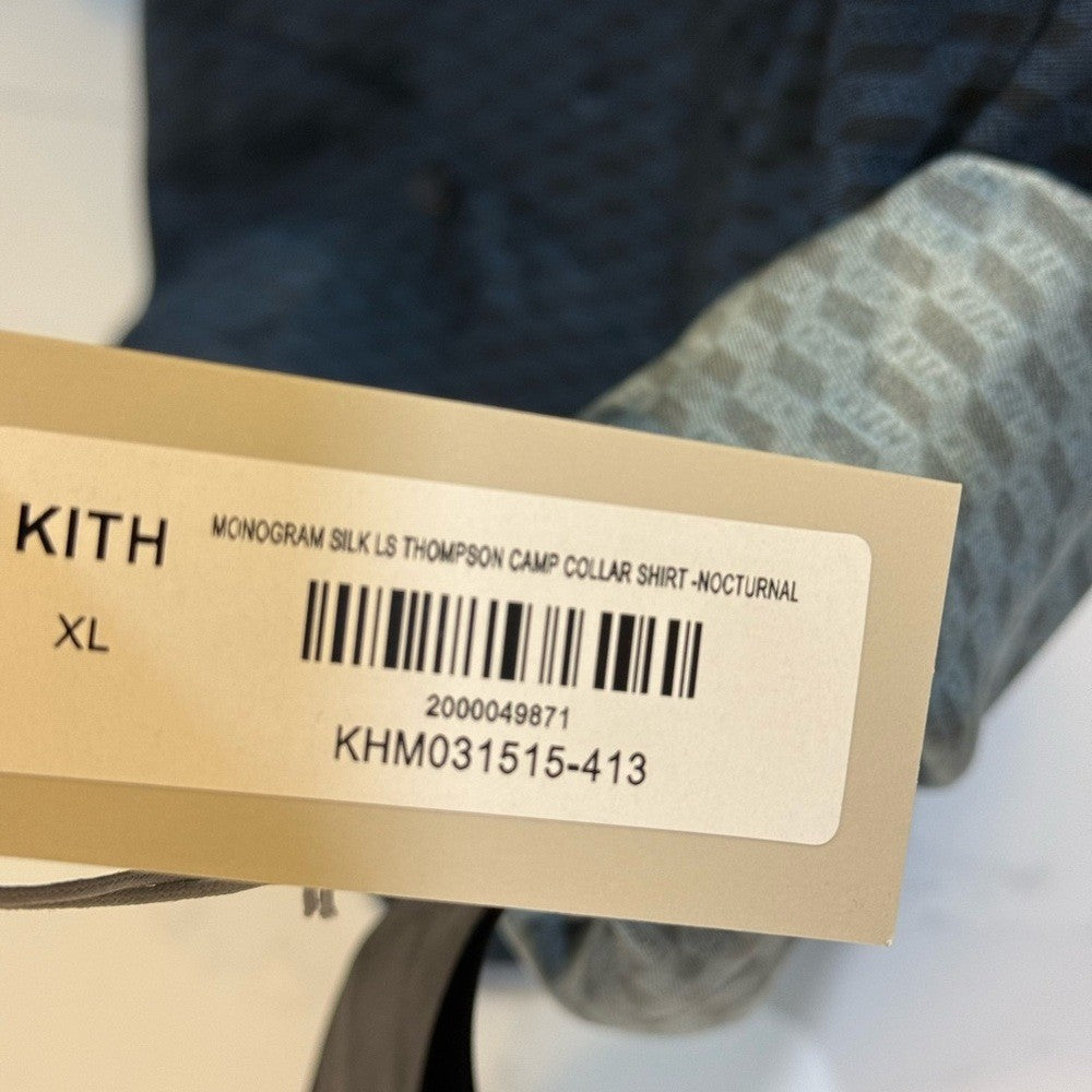 Kith Monogram Silk Men's Blue Button-Up shirt Size XL NEW
