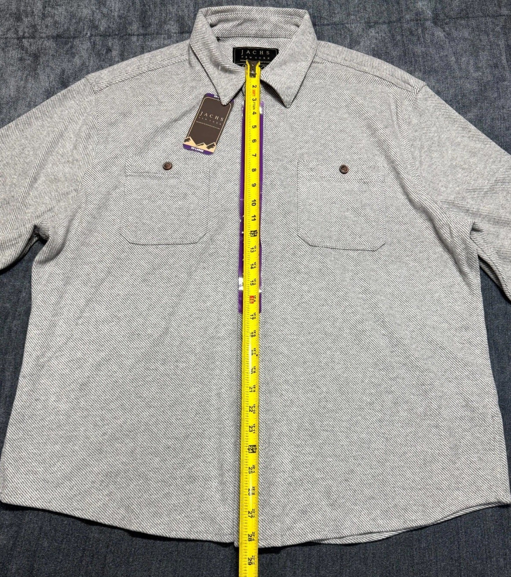 NWT Jachs New York Knit Button-Up Shirt Men's 2XL Light Gray Long-Sleeve Pockets