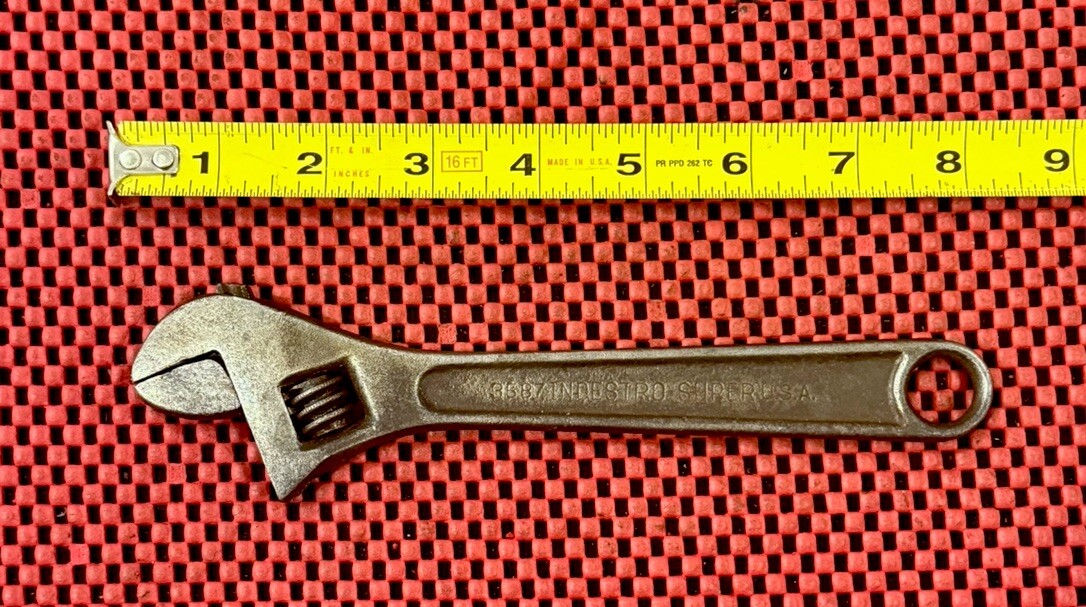 Vintage Indestro Super 3587  8” Adjustable Wrench Forged Alloy Steel USA Made N8