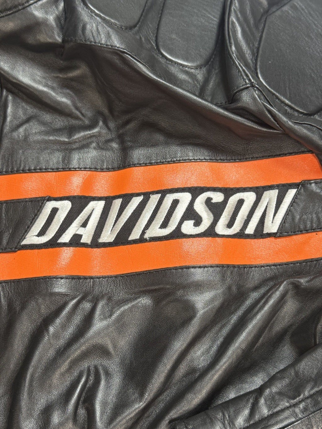 Real Leather Harley Davidson Embroidered Mens Large Motorcycle Biker Jacket