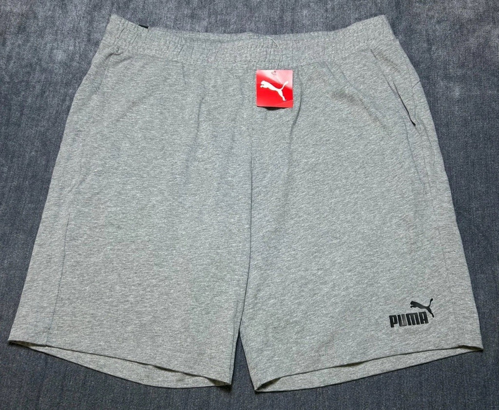 NWT Puma ESS Jersey Shorts Men's 2XL Gray Elastic Waist Drawstring Lightweight